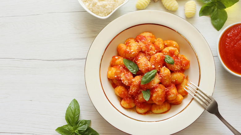 Gnocci in white bowl