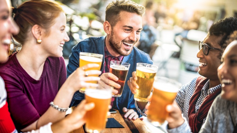 people drinking a variety of beer