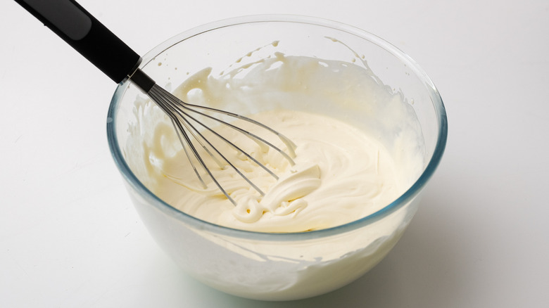 Whipped cream in a bowl 