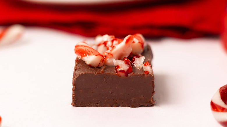 piece of dark chocolate peppermint fudge 