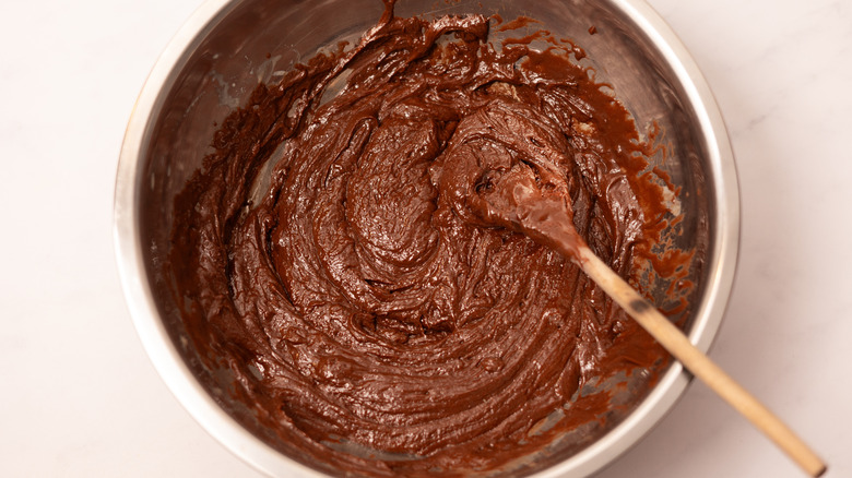 chocolate fudge mixture in bowl 