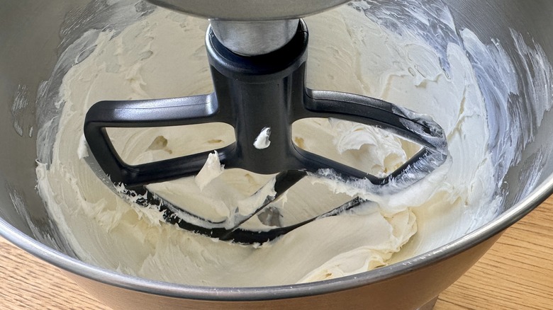 Beating cream cheese