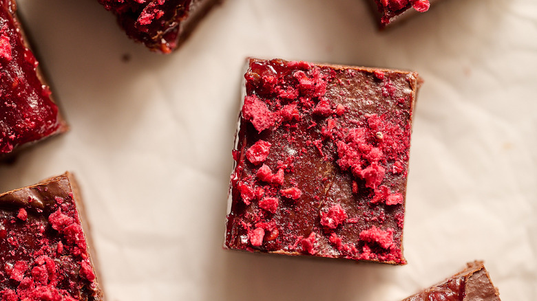 raspberry fudge on table