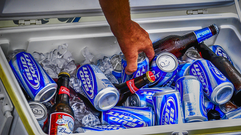 Bottles and cans of Bud Light