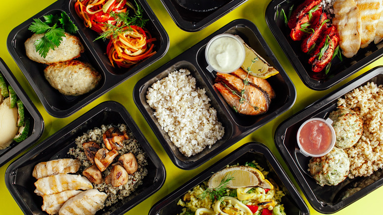 Take-out containers with food