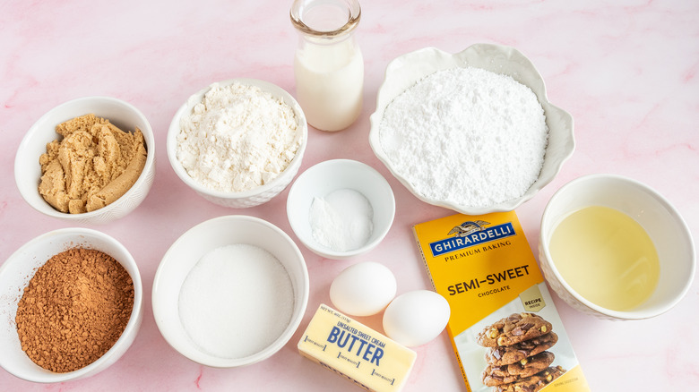 ingredients for double chocolate cake