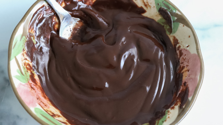 chocolate ganache in a bowl