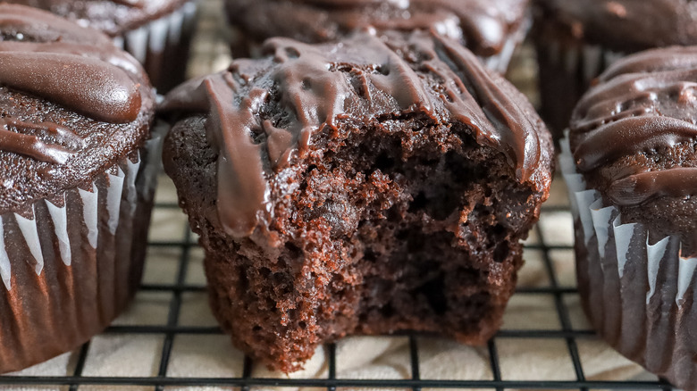 death by chocolate muffins with a bite taken out