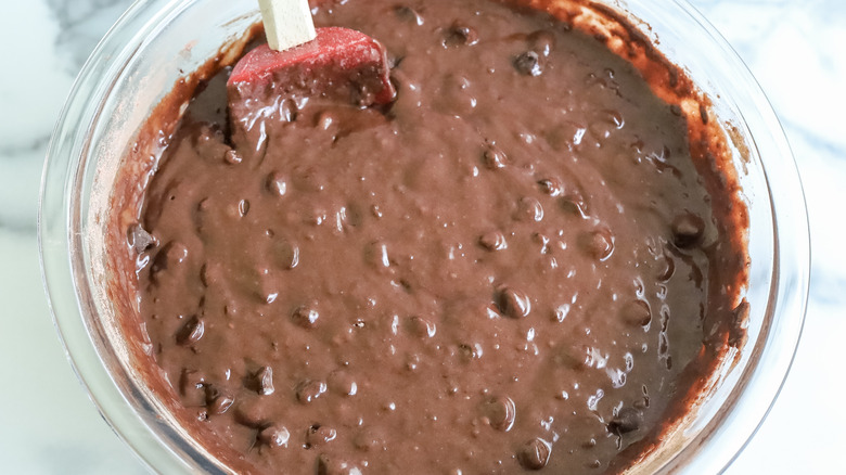 chocolate chip muffin batter in a bowl