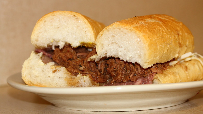 roast beef po'boy on french bread