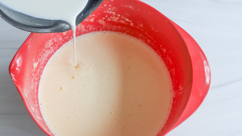 Scalding milk in pan