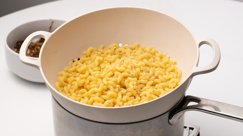 macaroni drained in colander