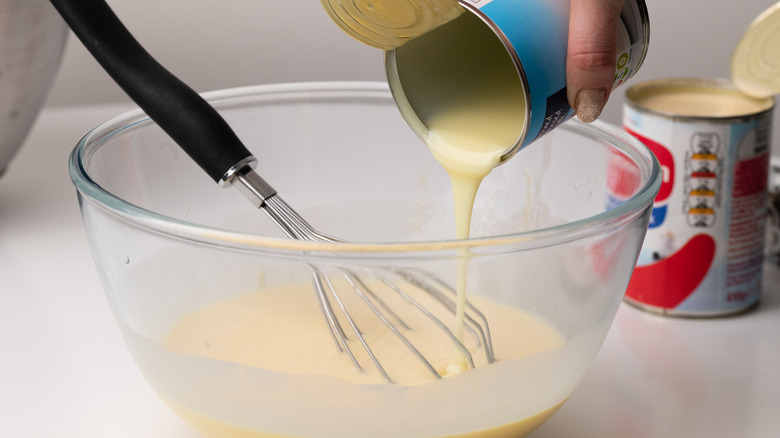 Mixing flan batter