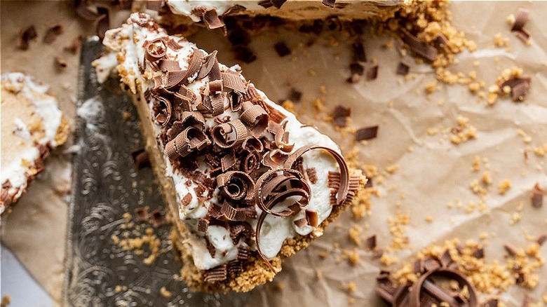 close up of chocolate shavings