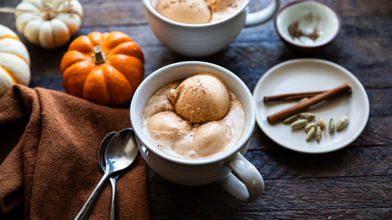 Mug of fresh affogato dessert