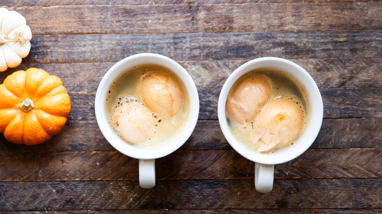 Two shots of espresso with ice cream