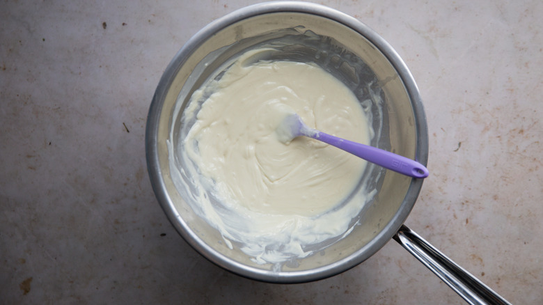 Bowl of melted white chocolate