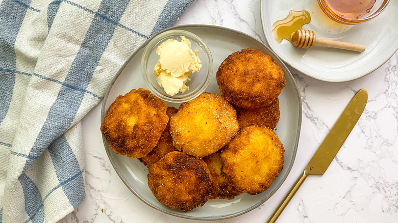 hot water cornbread on plate