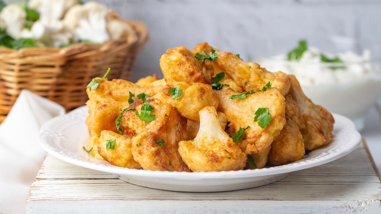 Fried cauliflower on plate 