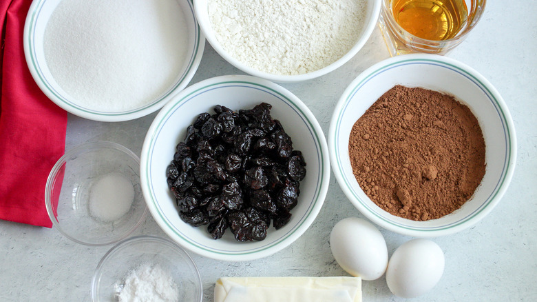 ingredients for Chocolate Bourbon Cherry Cookies