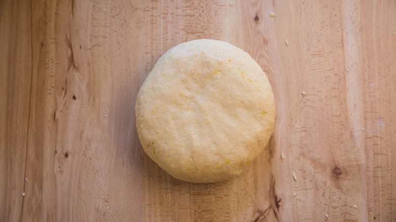 smooth dough ball on table