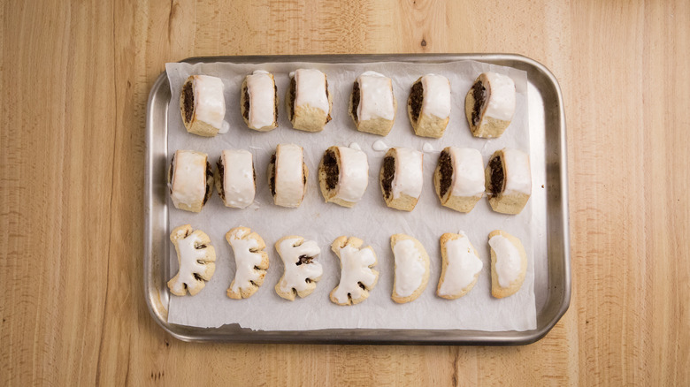 baked cuccidati cookies on tray