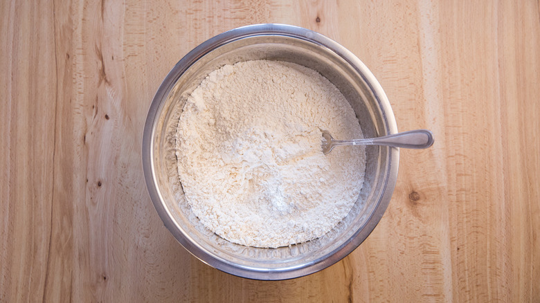 flour in large mixing bowl