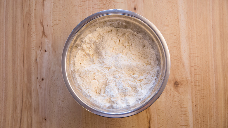 flour in large mixing bowl