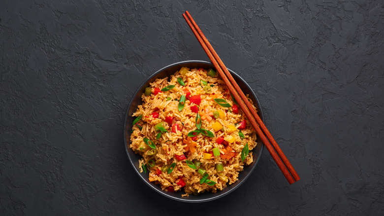 fried rice with chopsticks