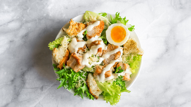 chicken caesar salad with egg