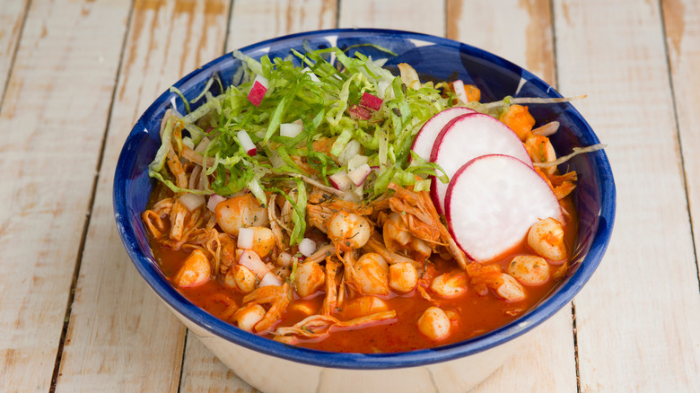 chicken pozole with radish