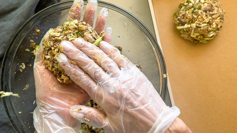 hands forming the patties