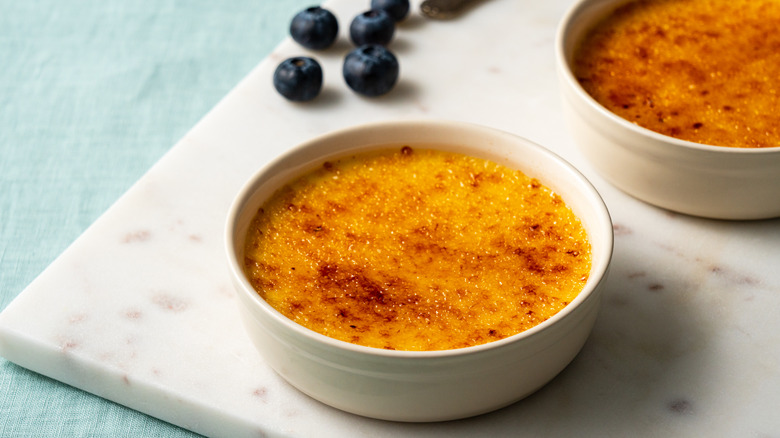 Crème brûlée with spoon