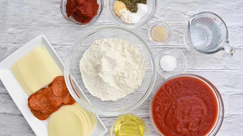 ingredients for Detroit style pizza