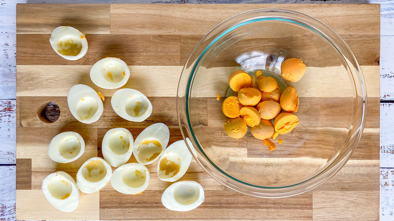 hard boiled egg whites and yolks