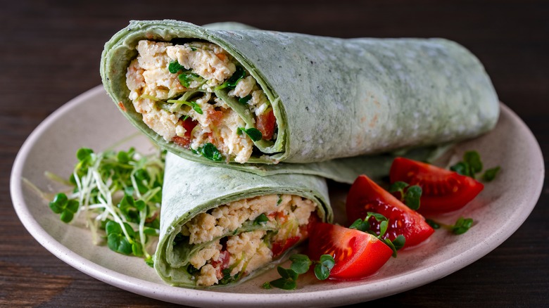 egg and vegetable breakfast wrap