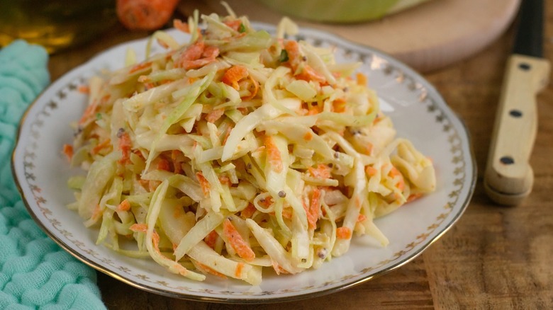 small plate of coleslaw