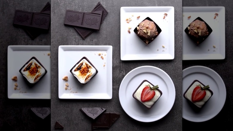 chocolate cups with desserts