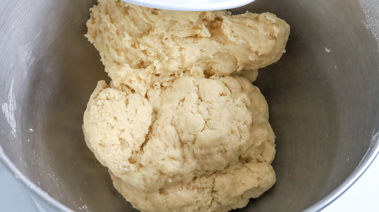 Beignet dough in a stand mixer