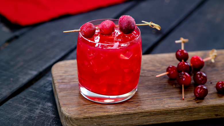 A red cranberry Disney holiday cocktail