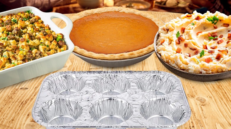 Muffins tins and thanksgiving dishes