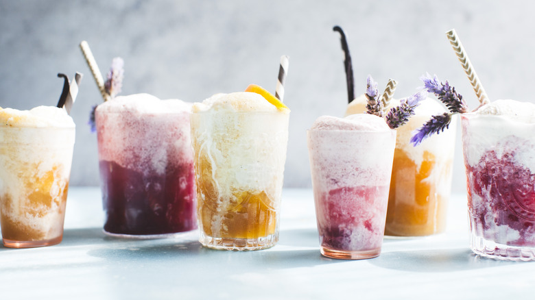 different flavors ofice cream floats