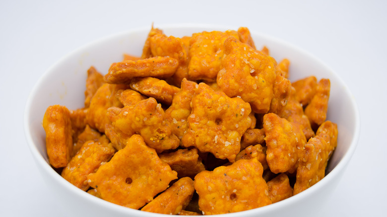 Cheese crackers in a bowl