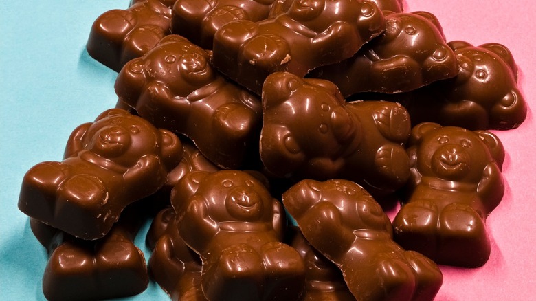 Stack of chocolate gummy bears