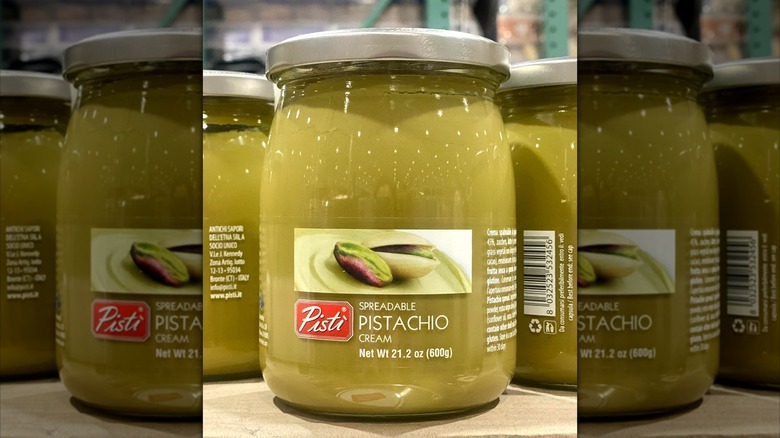 Jars of Pisti brand pistachio cream on display at Costco