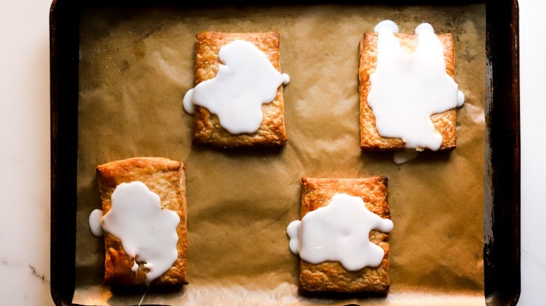 glazed pop tarts on baking sheet