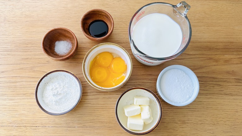 pastry cream ingredients in bowls