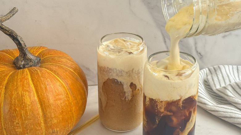 pouring cream into glass