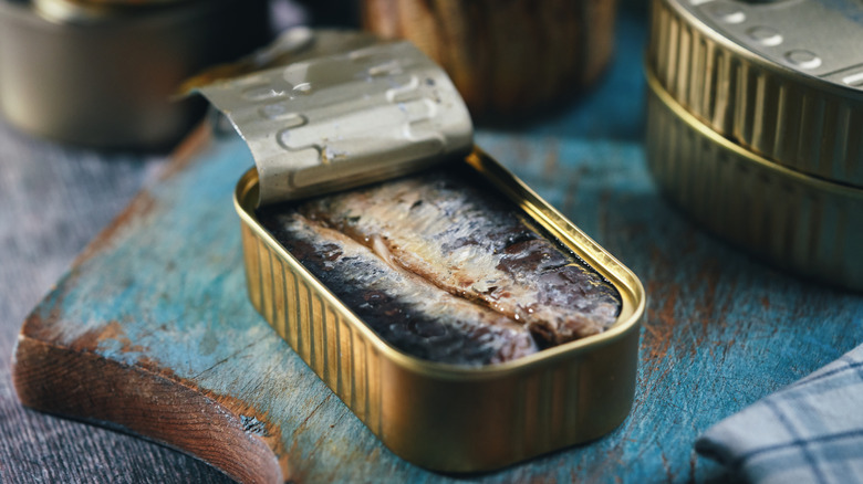 opened sardine tin