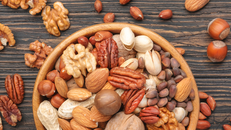 A variety of nuts in a bowl